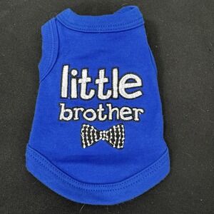 Parisian Pet Little Brother Dog Shirt Size XXS Blue White Bow tie